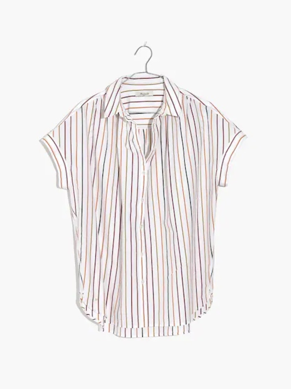 NWT Madewell Central Shirt in Sadie Stripe L white oversized button down oxford